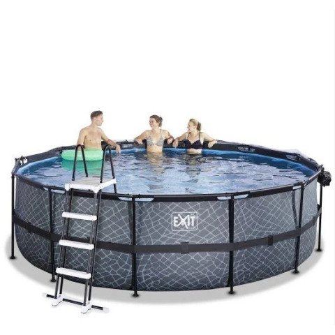 Нідерландський каркасний басейн EXIT Toys 450x122 см круглий з картриджним фільтром та куполом під камінь