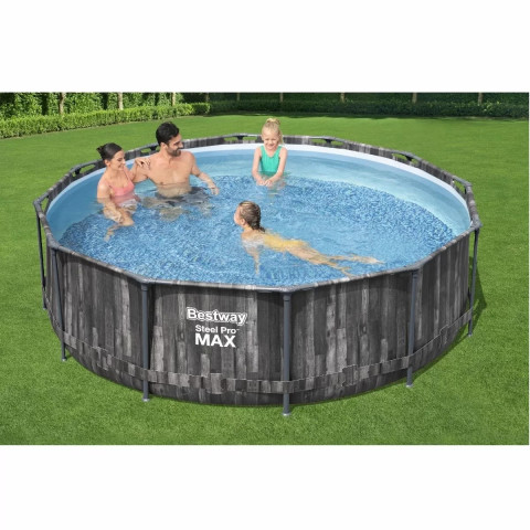 Каркасний басейн Bestway 427x108 см круглий з картриджним фільтром 13,0 м³ зі сходами та тентом (5614Z)