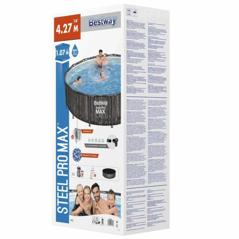 Каркасний басейн Bestway 427x108 см круглий з картриджним фільтром 13,0 м³ зі сходами та тентом (5614Z)