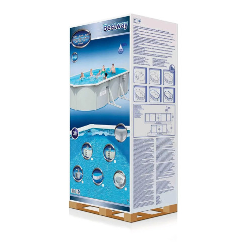 Збірний басейн Bestway Hydrium 56369 (610х360х120 см) круглий, 19 м³, з пісочним фільтром, сходами та тентом, наземний