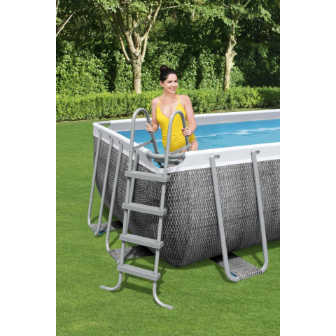 Каркасний басейн Bestway 488x244x122 см прямокутний без фільтра 11,5 м³ зі сходами, дозатором хлору та тентом (56996)