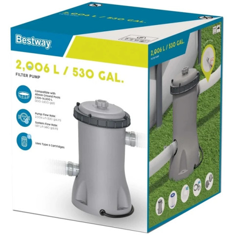 Фільтраційна установка для басейну Bestway 58383 (2 м3/год) картриджний фільтр