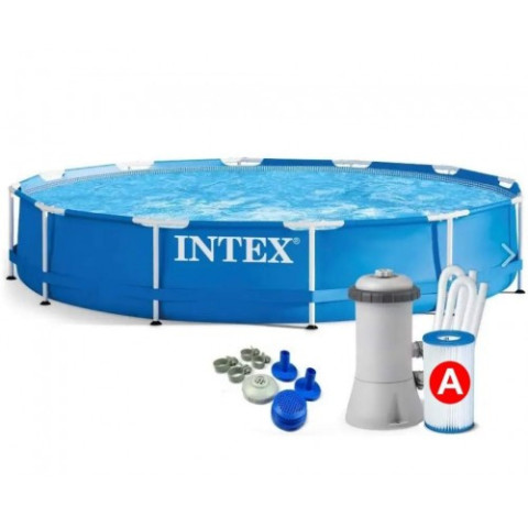 Каркасний басейн Intex 366x76 см круглий для дітей з картриджним фільтром 6,5 м³ (28212)