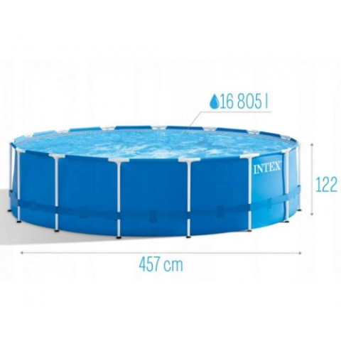 Каркасний басейн Intex 457x122 см круглий з картриджним фільтром 16,8 м³ з драбиною,тентом та підстилкою (28242)