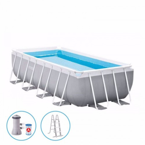 Каркасний басейн Intex 122x400x200 см прямокутний з картриджним фільтром 8,4 м³ зі сходами (26790)