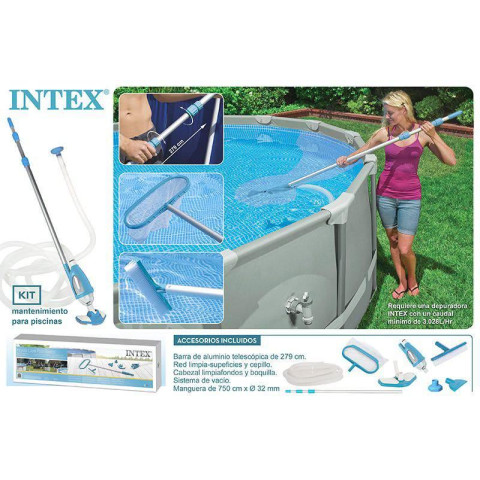 Комплект для догляду та чищення басейну Intex 28003 (ручка 279см, сачок, пилосос, щітка, шланг)