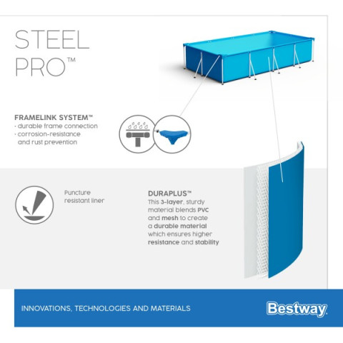 Каркасний басейн Bestway 259x170x61 см прямокутний для дітей без фільтра 2,3 м³ (56403)