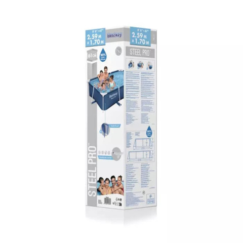 Каркасний басейн Bestway 259x170x61 см прямокутний для дітей без фільтра 2,3 м³ (56403)
