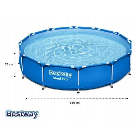 Каркасний басейн Bestway 366x76 см круглий для дітей з картриджним фільтром 6,5 м³ (56681)