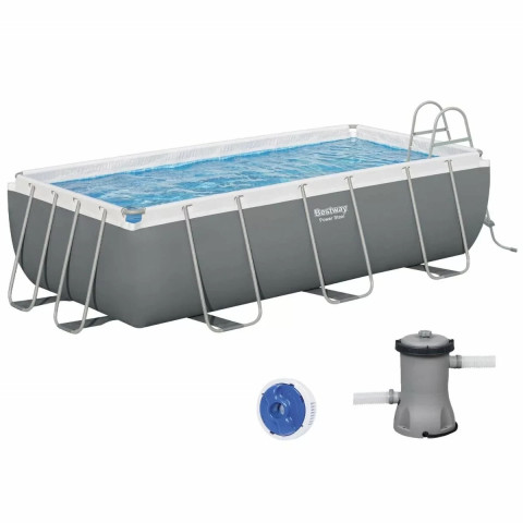 Каркасний басейн Bestway 404x201x100 см прямокутний з картриджним фільтром 6,5 м³ зі сходами та дозатором хлору (56441)
