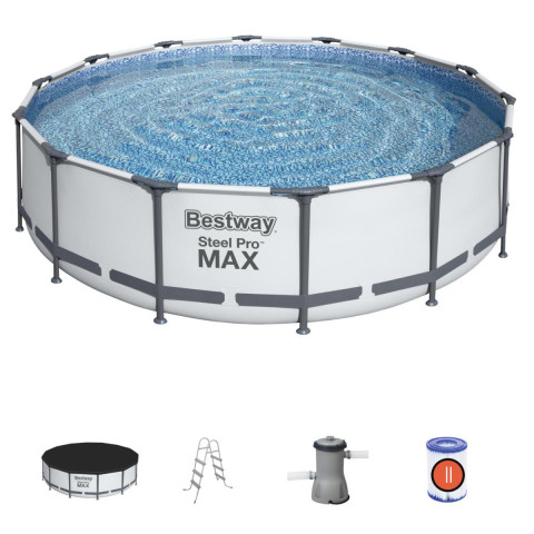 Каркасний басейн Bestway 427x107 см круглий з картриджним фільтром 13,0 м³ з драбиною та тентом (56950)
