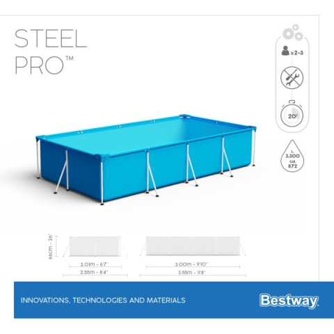 Каркасний басейн Bestway 300x201x66 см прямокутний для дітей без фільтра 3,3 м³ (56404)