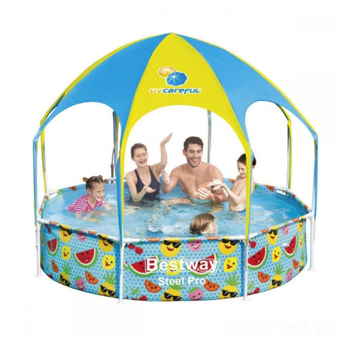 Каркасний басейн Bestway 244x51 см круглий для дітей без фільтра 1,7 м³ з навісом (56432)