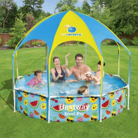 Каркасний басейн Bestway 244x51 см круглий для дітей без фільтра 1,7 м³ з навісом (56432)
