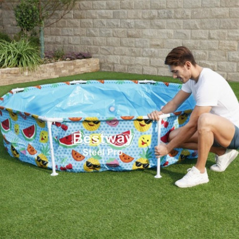 Каркасний басейн Bestway 244x51 см круглий для дітей без фільтра 1,7 м³ з навісом (56432)