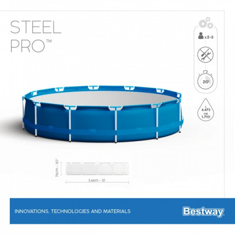 Каркасний басейн Bestway 366x76 см круглий для дітей без фільтра 6,5 м³ (56706)