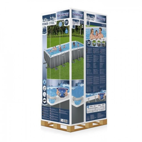 Каркасний басейн Bestway 132x640x274 см прямокутний великий з піщаним фільтром 19,3 м³ з драбиною та тентом (5612)