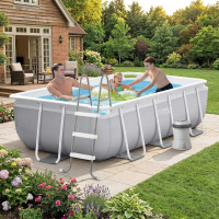 Каркасний басейн Intex 300x175x80 см прямокутний з картриджним фільтром 3,5 м³ з драбиною (26784)