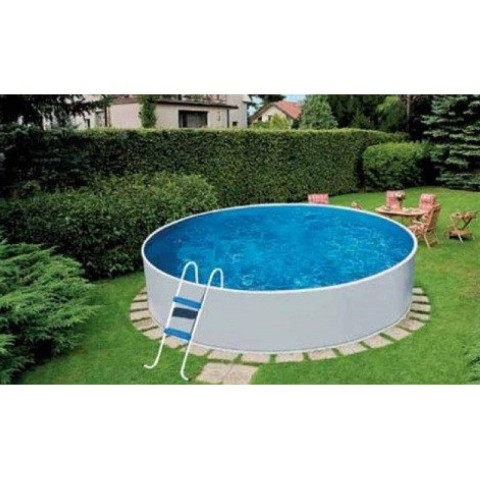 Чеський морозостійкий басейн Azuro Basic (240х90 см) круглий, 4 м³, лайнер 0.2 мм, зі скіммер-фільтром та сходами, наземний