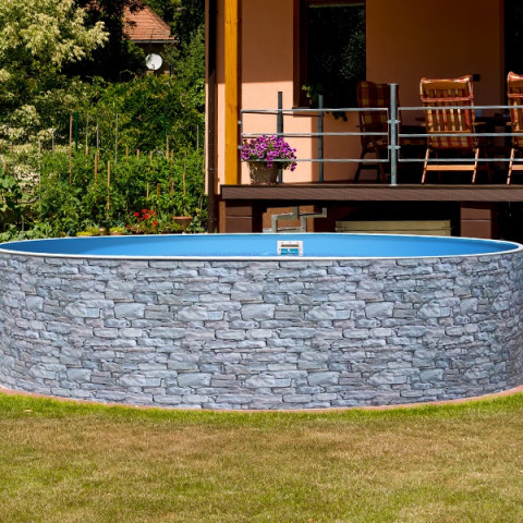 Комплект чеського морозостійкого басейну (500х120 см) Azuro Stone круглий, лайнер Lagoon 0.5 мм, 24 м³ металевий збірний