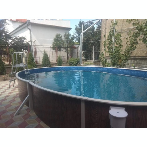 Чеський морозостійкий басейн (730х370х120 см) Azuro Wood овальний, без лайнеру 29 м³ металевий збірний