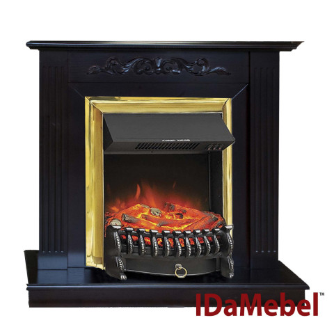 Камінокомплект електричний Dimplex IDaMebel Elaine Gold чорний з каміном Fobos Brass