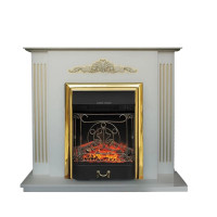 Камінокомплект електричний Dimplex IDaMebel Catarina Gold білий з каміном Majestic Brass