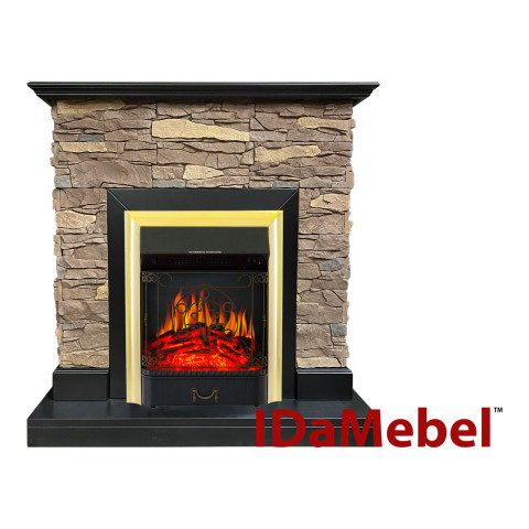 Камінокомплект електричний Dimplex IDaMebel Gemma коричневий з каміном Majestic Brass