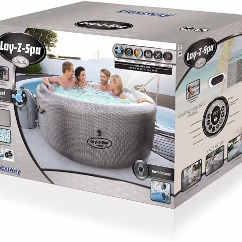 Надувний СПА-джакузі Bestway Cancun 60003 круглий 180x66 см 2-4-місний аеромасаж фільтр тент