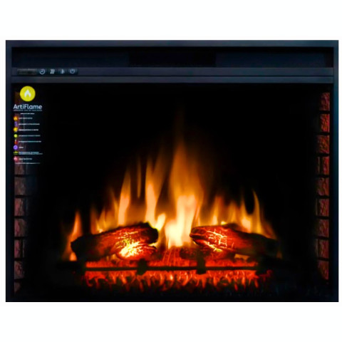 Електрокамін з обігрівом, звуком та пультом ДУ декоративний ArtiFlame AF33 чорний вбудований