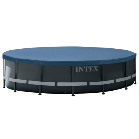 Каркасний басейн Intex 488x122 см круглий з пісочним фільтром 19,2 м³ зі сходами, тентом та підкладкою (26326)