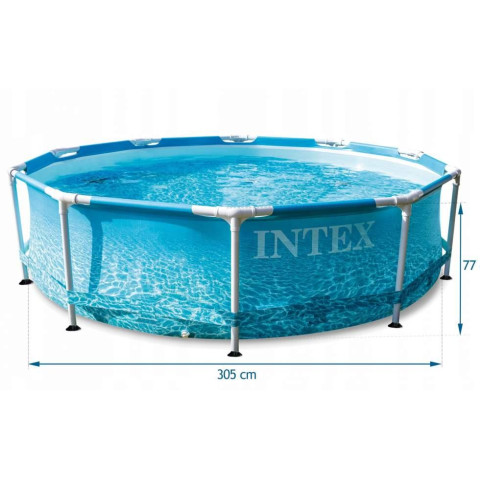 Каркасний басейн Intex 305x76 см круглий для дітей без фільтра 4,5 м³ морський принт (28206)
