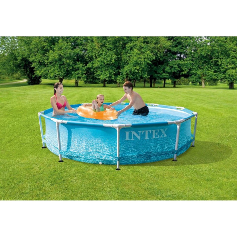 Каркасний басейн Intex 305x76 см круглий для дітей без фільтра 4,5 м³ морський принт (28206)