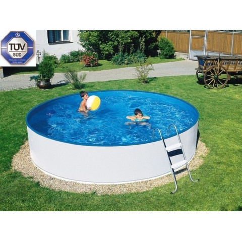 Чеський морозостійкий басейн Azuro Basic (360х90 см) круглий, 9 м³, лайнер 0.2 мм, зі скіммер-фільтром та сходами, наземний