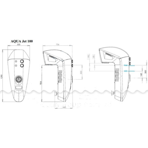 Протитечія AquaJet 100, 100 м.куб/год (Чехія) Azuro, 1.1 кВт, 220 В, навісна з LED освітленням