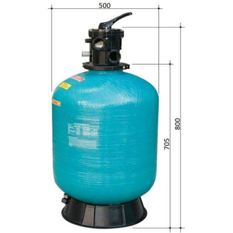 Пісочний фільтр для приватного басейну TURBIDRON 500 мм 10 м³/год верхнє підключення