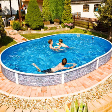 Чеський морозостійкий басейн (550х370х120 см) Azuro 404DL колір Stone овальний, 21 м³, без фільтра та лайнера, з отворами, для мон