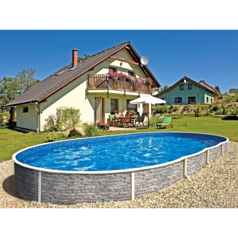 Чеський морозостійкий басейн (550х370х120 см) Azuro 404DL колір Stone овальний, 21 м³, без фільтра та лайнера, з отворами, для мон