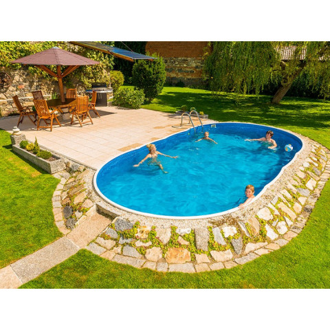 Чеський морозостійкий басейн (550х370х120 см) Azuro 404DL колір Stone овальний, 21 м³, без фільтра та лайнера, з отворами, для мон