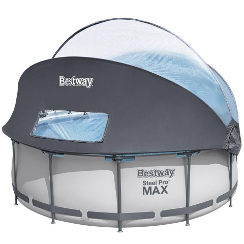 Каркасний басейн Bestway 366x100 см круглий з картриджним фільтром 9,2 м³ з куполом та сходами та складаним куполом (5619N)