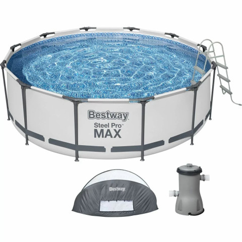 Каркасний басейн Bestway 366x100 см круглий з картриджним фільтром 9,2 м³ з куполом та сходами та складаним куполом (5619N)