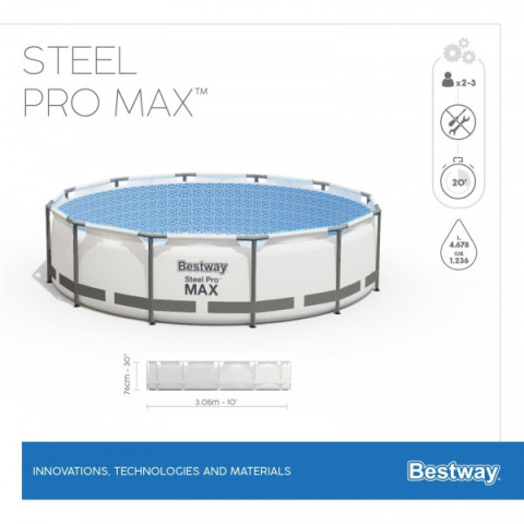 Каркасний басейн Bestway 305x76 см круглий для дітей з картриджним фільтром та підсклянником 4,7 м³ (56408)