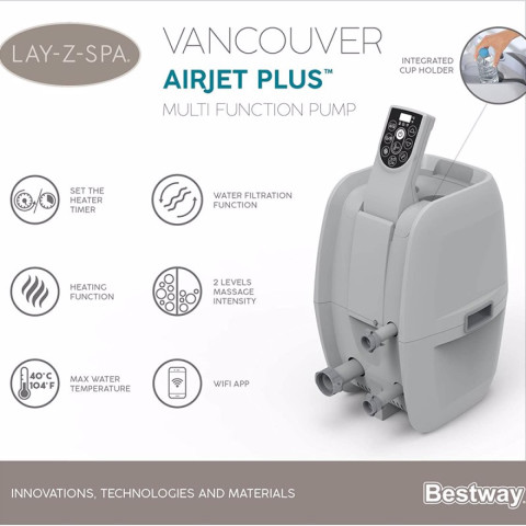 Надувний СПА-джакузі Bestway Vancouver AirJet Plus 155x60 см 2-3-місний аеромасаж