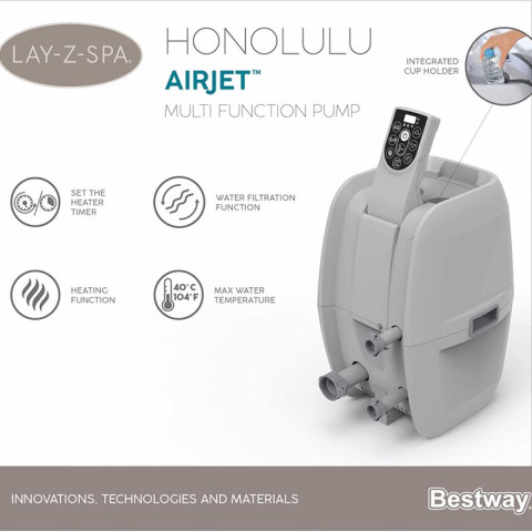 Надувний СПА-джакузі Bestway Honolulu круглий 196x71 см 4-6-місний аеромасаж