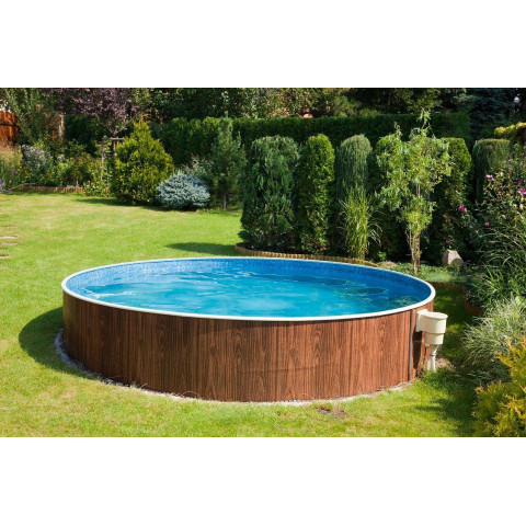 Чеський морозостійкий басейн (550х120 см) Azuro 403 DL колір Wood круглий, 28.5 м³, без фільтра та лайнера, з отворами