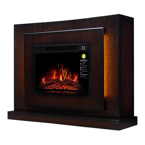 Камінокомплект зі світлодіодним підсвічуванням ArtiFlame Lucca AF23S, махагон коричневий антик (115.5 х 89 х 33.5 см) зі звуком