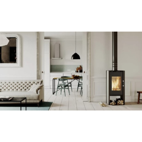 Польська піч на дровах до 90 м² сталева Defro Home SOLUM LOG золота 9 кВт (1189х600х400 мм)