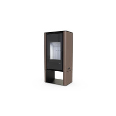 Польська піч на дровах до 90 м² сталева Defro Home SOLUM LOG коричнева 9 кВт (1189х600х400 мм)