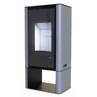Польська піч на дровах до 90 м² сталева Defro Home SOLUM LOG сіра 9 кВт (1189х600х400 мм)