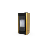 Польська піч на дровах до 90 м² сталева Defro Home SOLUM TOP золота 9 кВт (1150х600х400 мм)